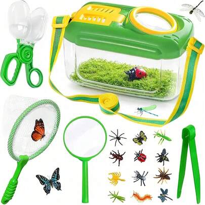 5pcs/Set Children's Outdoor Insect Catching Kit - Includes Insect Catching Net, Butterfly Net, Tweezers, Outdoor Camping Adventure Toys For 3-8 Years Old Boys And Girls, Random Shapes And Colors, For Catching Insects And Protecting Hands, Suitable As Birthday Gift For Kids