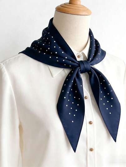 1条百搭波点装饰围巾，适合通勤和办公穿着，春秋季