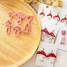 Whimsical Mushroom & Tulip Polymer Clay Cutter Set, DIY Tools For Handmade Girly Earrings & Jewelry Charms - Th23 - View 2
