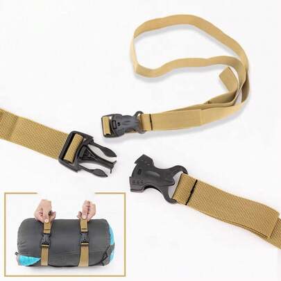 Dây đai hành lý có thể điều chỉnh cho vali, có khóa cài, dây đai đóng gói du lịch ngoài trời màu kaki cho đồ dùng cắm trại và leo núi.