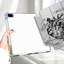 解剖心脏图案 iPad 保护套，自动唤醒/睡眠三折支架，防震，带笔槽，适用于 iPad 10/Air 5/11 M3/Pro 11 - 黑與白 - 查看 6