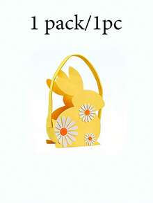 1个复活节兔子耳朵毛毡篮，可爱雏菊花礼品袋，复活节彩蛋寻宝游戏礼品袋，可重复使用的春季派对礼品桶 - 彩色 - 查看 13