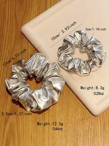 1个极简银色皮革发圈，多功能设计，适用于马尾辫和丸子头等发型 - 彩色 - 查看 4