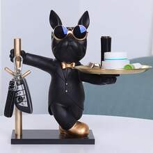 1 Stück Französische Bulldogge Tablett Dekoration, Harz Statuen Kunsthandwerk, Tierskulptur Tischdekoration für Schlüssel und Kleinigkeiten, ideal für Bücherregale, Wohnzimmer, Büros, Schrankverzierungen, Schlafzimmer Eingänge, Valentinstag, Neujahr, Ostern Party Dekorationsplatten Küchenutensilien Küchendekoration Tischplatten Obstschale, Schlüssel Ablage Hund mit Tablett, Eingangsbereich Schlüsselhalter, Parfüm, Kosmetik & Schmuckaufbewahrung, dekorativer Präsentationsteller, Becherhalter, Schmuckständer, Schreibtischdekoration für Zuhause, Zimmer, Wohnzimmer, Büro - 1PC - Übersicht 8