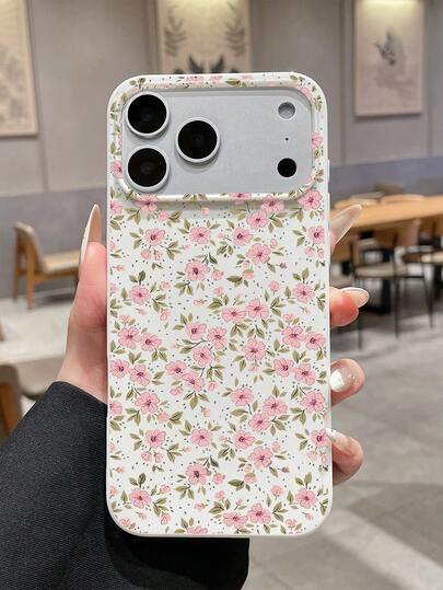 复古碎花白色手机壳，柔软TPU材质，简约大孔设计，适合春夏使用，自然爱好者，日常使用，女士礼物。兼容 11/13 Pro Max/15/17/17 Pro Max和Galaxy S24 Ultra/S26 Ultra。