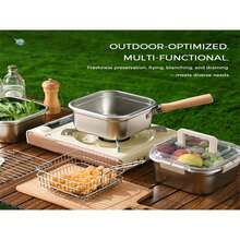 Multipurpose Stainless Steel Deep Frying Pot Set With Basket, Tongs & Detachable HandlePerfect For Home Cooking, Indoor Outdoor Use & Garden Parties - Silver - View 3