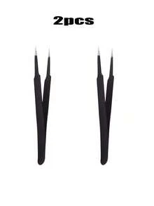 1 PC Precision Black Tweezers - Straight Tweezers Stainless Steel Tools - Multicolor - View 8