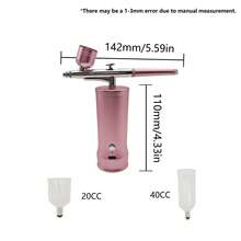 可充电手持式喷枪系统，易于组装，适用于化妆、美甲和DIY项目 - 粉色 - 查看 3