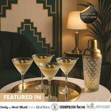 - Luxury Cocktail Shaker Set - Gold Glass Cocktail Shaker With Built-In Strainer + 2 Ribbed Espresso Martini Glasses With Gold Rims, Bar Spoon & Jigger | Ideal For Home Mixology - 金色雞尾酒調酒器+羅紋馬丁尼酒杯 - 查看 5