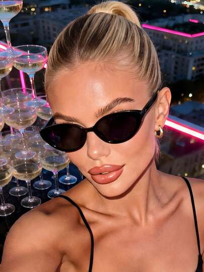 1 Pair Unisex Cat Eye Shaped Fashion Glasses, Suitable For Daily Wear, Travel, Driving, Beach And Other Occasions, A Versatile Accessory For Women In Autumn/Winter, Suitable For Business And Leisure, Also An Ideal Gift For Summer Beach Vacation And Outdoor Activities.