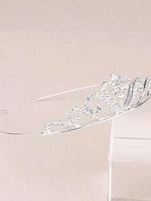 1pc Elegant Crystal Decor Bridal Headband Crown - Silver - View 3