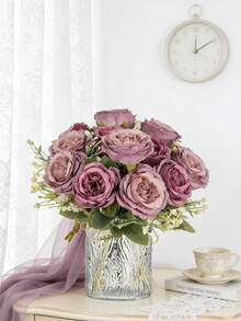 1 bó hoa mẫu đơn nhân tạo, hoa giả bằng lụa, thích hợp trang trí phòng khách, phòng ăn, phòng tắm, phòng ngủ, Ngày của Mẹ, ngày lễ, tiệc sinh nhật, sân vườn ngoài trời. - Cát đỏ - Xem 2