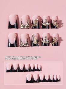 24片Y2K风格长款鸭嘴美甲贴纸，让你的美甲造型瞬间升级！这款法式美甲贴纸采用修长纤细的设计，完美贴合自然指甲，并饰以3D星星和镶嵌水钻。套装包含1张美甲贴纸和1个指甲锉。这款鸭嘴法式美甲贴纸适合女士和女孩DIY，无论是日常工作、节日派对还是其他各种场合，都能轻松驾驭。 - 彩色 - 查看 3