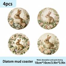 1 Set/4 Stücke/6 Stücke/300 Stücke Osterhasen- und Blumenmuster bedruckte Silicatonuntersetzer. Geeignet für Heimdekoration, Kaffeeshop, Nachmittagstee, Restaurantdekoration. Geeignet für Themenfeiern und tägliche Dekoration. Kann als Geschenk verwendet werden. - Verschiedenfarbig - Übersicht 11