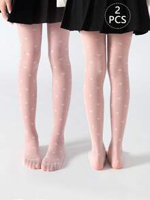 Quần legging cho bé gái (2/1 đôi), quần tất trẻ sơ sinh, quần bó cho trẻ em, quần tất mỏng không gót họa tiết trái tim, quần legging lưới, màu hồng, màu trơn, kiểu dáng dễ thương, quần tập nhảy cho trẻ em, mềm mại và thoải mái cho mùa xuân/hè, thích hợp mặc hàng ngày, dự tiệc, có thể phối với váy/quần short, cũng có thể dùng như tất tập nhảy. - Nhiều màu - Xem 9
