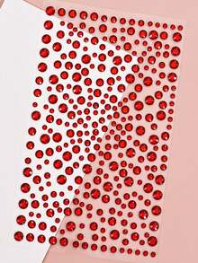 1Sheet/325pcs Christmas Multisize 3D Imitation Synthetic Gemstone Face Rhinestone Stickers,3D Large Size Sparkling Red Color DIY Makeup Christmas Party Masquerade Eye & Face Decoration For Party Music Festival,Concert Look,Face Gems - Red - View 3
