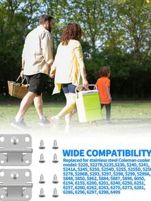 科尔曼不锈钢冷藏箱铰链替换件，露营冷藏箱配件，含螺丝，兼容冰桶不锈钢铰链替换件 5235 5250 5286b 6262 6270 - 2 - 查看 7