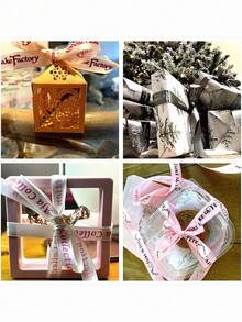 Personalized Custom Silk Ribbon Printed Logo DIY OEM Ribbon Decoration Gift. 2/5/10/20m Custom Text Ribbon, Personalized 2cm Wide Ribbon, Personalized Name/Text Wedding Printed Ribbon - Wedding Gift Packaging - Wedding Ribbon. Gold Text, Colorful Silk Ribbon DIY Crafts, Making Bows - Multicolor - View 11