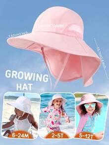 Baby/Toddler Wide Brim Sun Hat With Neck Flap, Essential For Beach & Vacation - 1PC - View 8