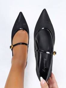 New Mesh Ballet Pointed Toe Shoes, French Classic Versatile Fashion - Black - View 1