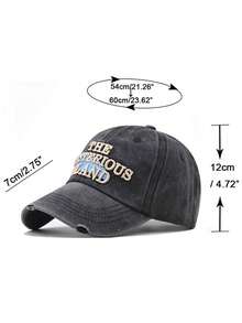 1pc The Mysterious Island 3D Embroidery Baseball Cap, Unisex Couple Style, Distressed Washed Soft Crown Curved Brim Hat - Multicolor - View 8