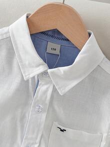 男童白色短袖衬衫，夏季款 - 白色 - 查看 3