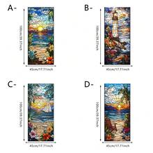 1/4片复古热带海滩日落风景窗贴，可重复使用的PVC磨砂静电吸附玻璃膜贴纸，适用于卧室、浴室、办公室和家居室内装饰 - 磨砂玻璃貼 - 查看 6