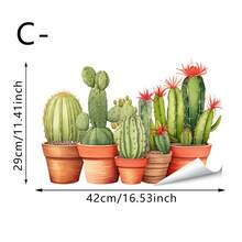 1/3 piezas Pegatina de ventana con diseño de suculentas botánicas, cactus con flores en macetas, resistente al agua, estática, para decoración de oficina y hogar, ventanas, desmontable, antichoque, vinilo decorativo - Pegatina de ventana de cactus - Ver 15