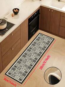3.5mm Thick Soft Rubber Linen Kitchen Mat, Moroccan Tile Style Absorbent Kitchen Rug, Edged Carpet To Prevent Peeling, Water-Absorbing And Easy To Clean Mat, Linen Surface With Sponge Middle And Rubber Bottom, Suitable For Kitchen, Bathroom, Laundry Room, Hallway, Living Room And Other Occasions - Multicolor - View 17