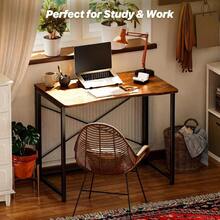 Folding Desk For Small Spaces, 31.5 Inch Foldable Computer Table, For Home Office, Study, Bedroom, Dorm, Space Saving, Small Writing Work Office Computer Desk, Easy To Fold, Rustic Brown - Rustic Brown - 查看 9