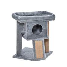 Kratzbaum Mehrstufig 57H Mit Katzenhöhle Liegeplattform Spielball Für Kleine Katzen In Hellgrau On-Site - 1 - View 9