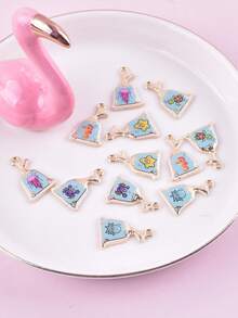 12件套时尚海洋生物吊坠饰品，包括海龟、鱼、海星、螃蟹、水母等，锌合金材质，可作耳环、项链等配饰。 - 淺藍色 - 查看 2