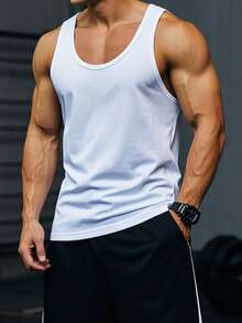 GRDR Men's Summer Sleeveless Slim Fit Tank Top, Suitable For Daily Wear And Casual Outings - White - View 3