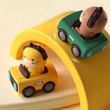 Coche de juguete de dibujos animados para bebé, vehículos Press Go, juguetes para niños pequeños de 1 a 3 años, coches de carreras de animales paras, juguetes para gatear para niños pequeños 4YQC - Verde - Ver 1