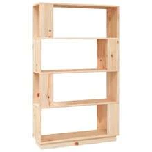 vidaXL Bücherregal/Raumteiler 80x25x132 cm Massivholz Kiefer - Braun - Übersicht 3