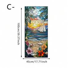 1/4片复古热带海滩日落风景窗贴，可重复使用的PVC磨砂静电吸附玻璃膜贴纸，适用于卧室、浴室、办公室和家居室内装饰 - 磨砂玻璃貼 - 查看 8