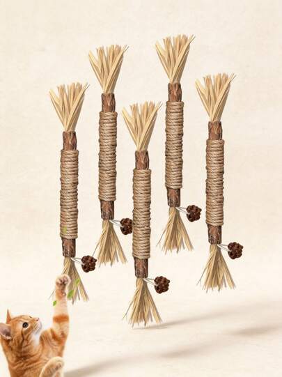 PETSIN 6 Piezas Palitos de Catnip, Palitos de Catnip, Palitos para Masticar para Gatos, Juguetes para Gatos, Juguetes de Cuidado Dental para Gatos, Palitos de Catnip para Afilar los Dientes