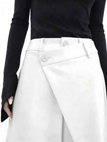 Pantalones largos drapeados de diseño asimétrico, estilo nuevo, ropa de calle para ir al trabajo en otoño - Blanco - Ver 5