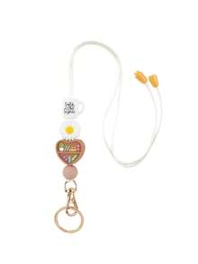 1个咖啡杯和雏菊心形吊坠挂绳，教师节礼物，适合挂在证件/钥匙链上，送给朋友、家人、老师的礼物，返校礼物 - 彩色 - 查看 12