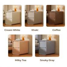 时尚奶油色法式实木床头柜 - 纤薄 9.85 英寸宽，现代简约设计，带抽屉，独立式，无需组装 - 杏色 - 查看 6