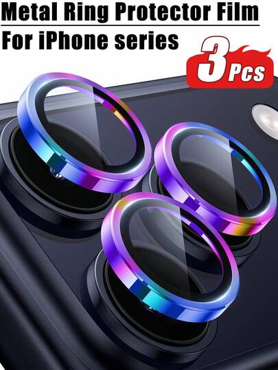 适用于 17 Pro Max/17 Pro/17/16/16 Pro/16 Pro Max/15/14/13/12/11/Pro/Pro Max 系列的 3 片装摄像头镜头保护膜 - [优质 9H+ 钢化玻璃 - 12 英尺军规级防护] 高清摄像头屏幕保护膜，兼容手机壳，彩色