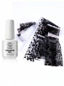 15毫升蕾丝美甲贴纸套装，包含白色和黑色蕾丝美甲贴纸、LED灯可卸美甲凝胶，DIY美甲，女士礼物 - 無色 - 查看 15