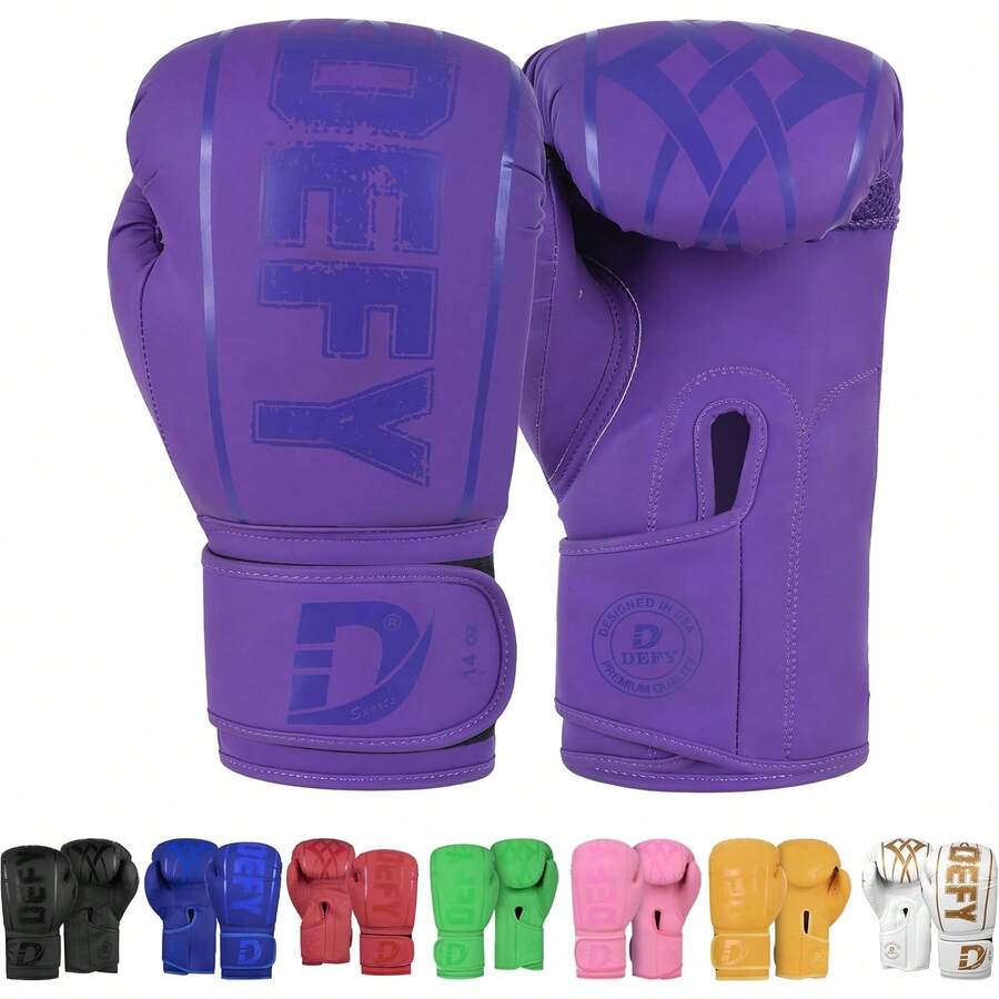 Guantes de boxeo para hombres y mujeres, guantes de boxeo de piel sintética de alta calidad para entrenamiento, perfectos para perforar bolsas pesadas, guantes de combate y pelea - Negro - Ver 1