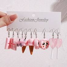 Summer New Gradient Color Ice Cream Dessert Milk Tea Earring Set Cute Cartoon Resin Pendant Earrings For Women - SRY1798甜點耳環套裝 - 查看 3
