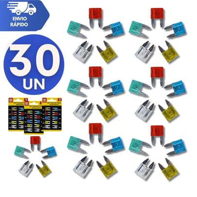 Kit 30 Fusível Automotivo Pequeno Lâmina Mini 05a Até 30a Variáveis