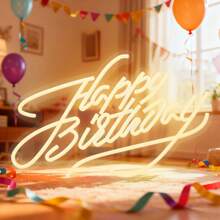 1pc Happy Birthday Neon Light, USB Powered, LED Wall Decor, Suitable For Party, Teen Gift, Birthday Party Decoration, Size: 44.4*27cm - Multicolor - View 8
