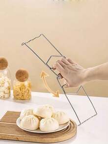 1pc Stainless Steel Heat-Resistant Tongs, Steamer Clip, Food Gripper, Bowl Clamp, Kitchen Plate Holder - Silver - View 5