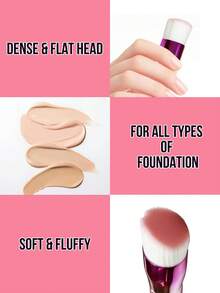 Misslyn -Makeup Brush, Long Lasting Colour Saturation, EASY & ACCURATE APPLICATION, Contour Brush, Blush Brush, Powder Brush, Makeup Brush, Cosmetic Brush, Foundation Brush, Foundation Brush, Makeup Brush, Cosmetic Brush, Premium Makeup Brush For Liquid - Pink - View 3