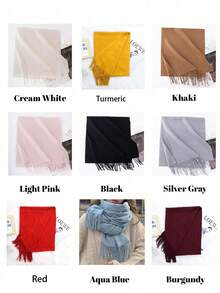 New Fluffy Tassel Scarf For Women, Customizable Styles. Solid Colors Available, Warm And Comfortable, Fashionable And Versatile. Windproof And Breathable, Suitable For Outdoor Wear And Daily Matching. Essential Item For Birthday, Holiday, Party, Couples, Outings, School, Back To School Season, And Autumn/Winter. - Multicolor - View 7