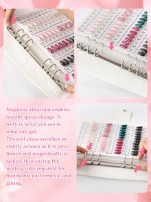 96/144 Colors Magnetic Nail Art Display Book, Detachable Color Cards, High-End Transparent PU Color Card Display Book - 彩色 - 查看 5